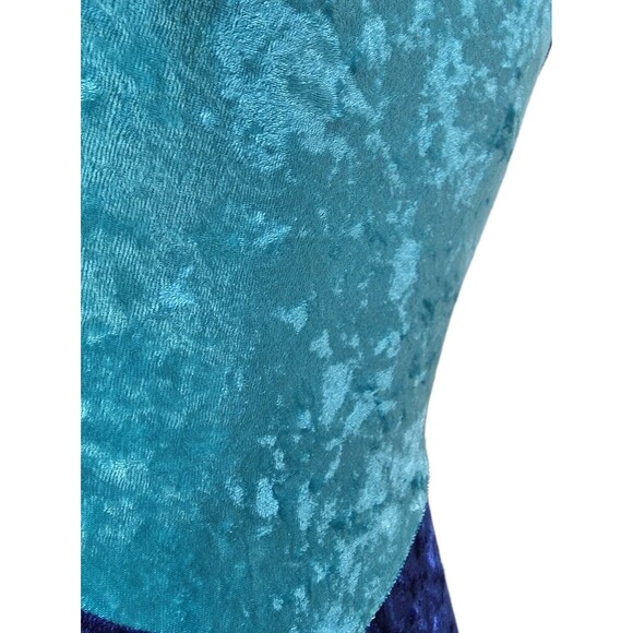 Gilda Marx VTG 90s High Neck Velvet Keyhole Biketard Unitard Dance Blue XS (Y/J) - Picture 10 of 16